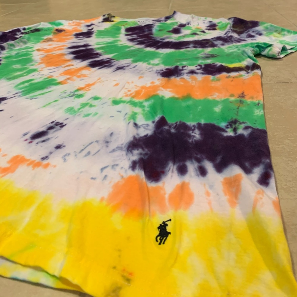 Custom made “Mardi Gras” polo tie dye shirt - Picture 3 of 4